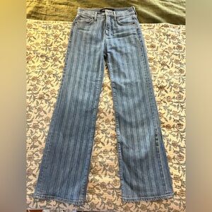 Veronica Beard striped crosbie wide leg loafer jeans